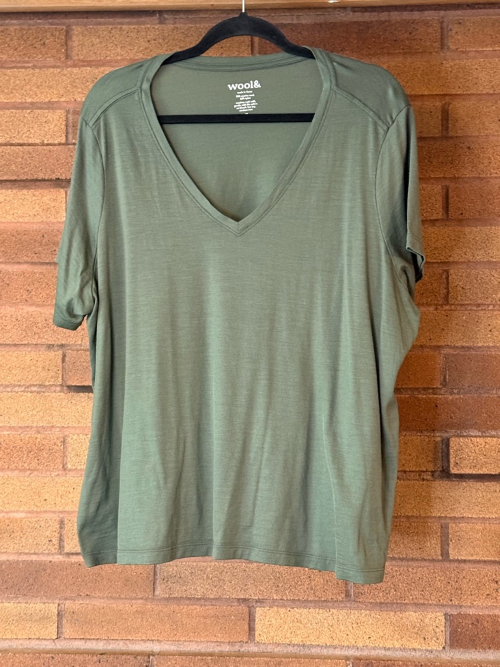 Wool& Merino Olive Green V-Neck Women's Top